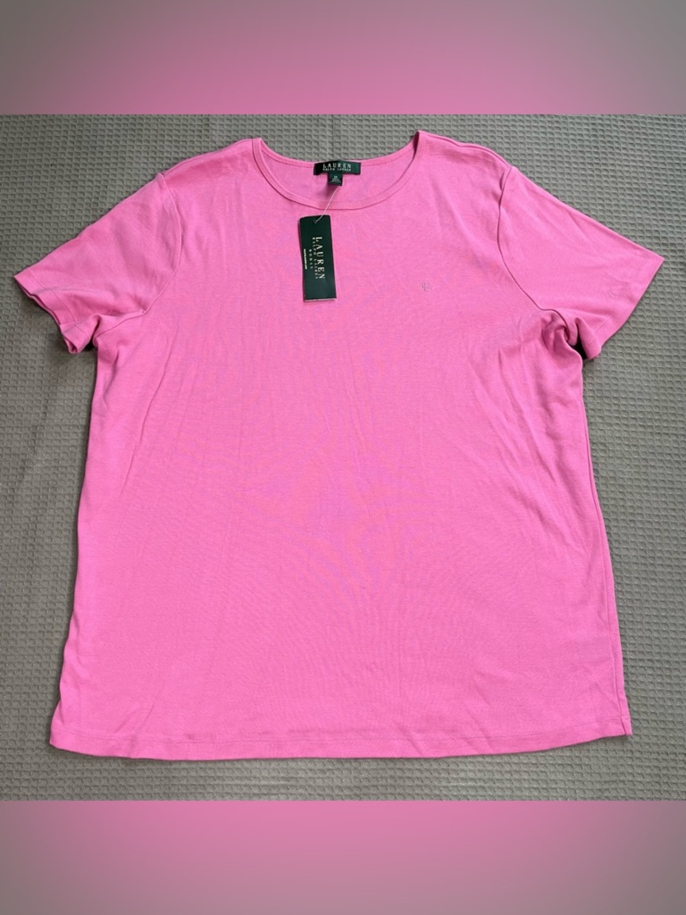 New Lauren Ralph Lauren Tee Shirt 2X Womens Pink 100% Cotton